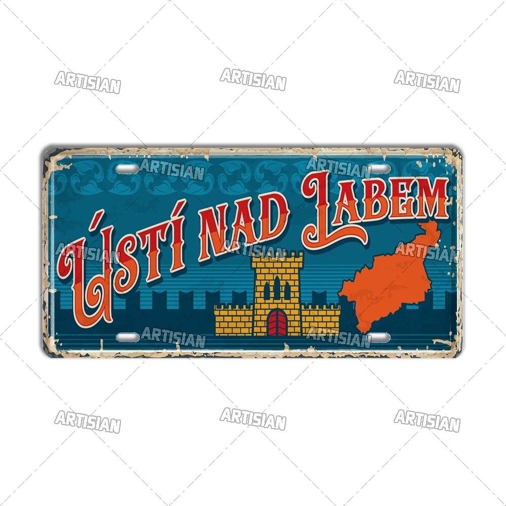 Artisian CZECH MINSK MOSCOW Ctiy Russia Travel Metal Sign Landmark Tin Plaque License Plate Car Plate Wall Decor Garage Bar