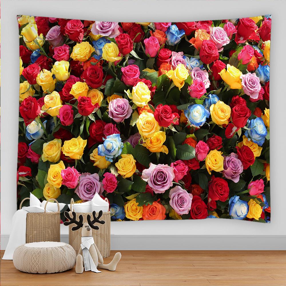 Красочный красивый цветочный гобелен, настенный тканевый гобелен, ковер для дома, общежития, художественное украшение, пляжный коврик для пикника