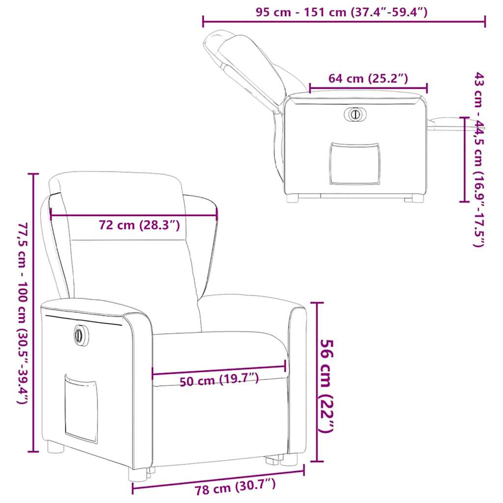 Electric Massage Recliner with Rising Function Dark Grey Fabric