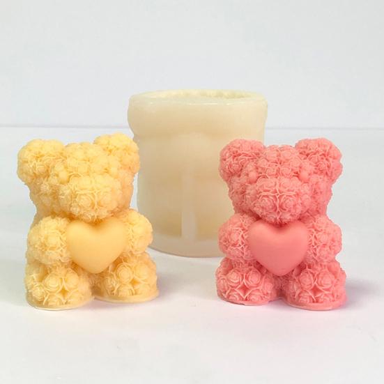 3D Rose Bear Mold Teddy Bear Candle Making Mold Flexible Silicone Casting Mold for DIY Handmade Soaps Candles Epoxy Resin Plaster Crafts