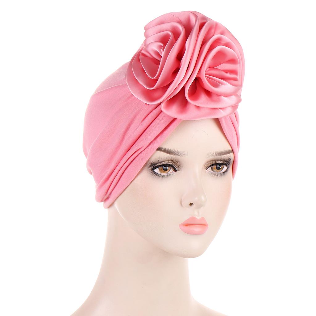 Fashion Women Satin Flower Turban Hat