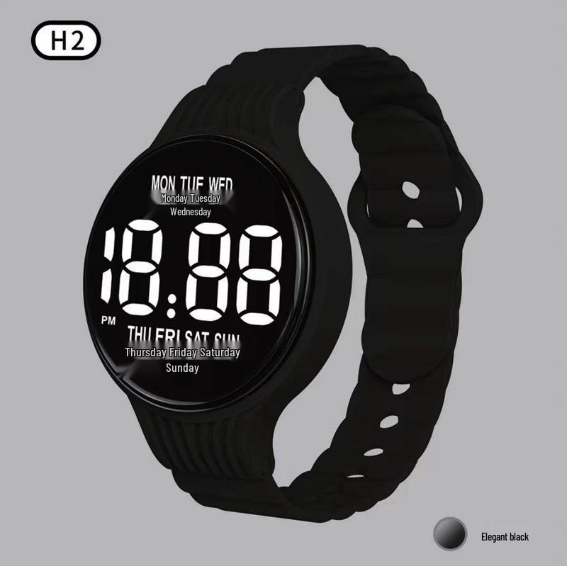 Светодиодные светящиеся цифровые спортивные часы H2 – Круглые, дизайн интернет-знаменитости для студентов