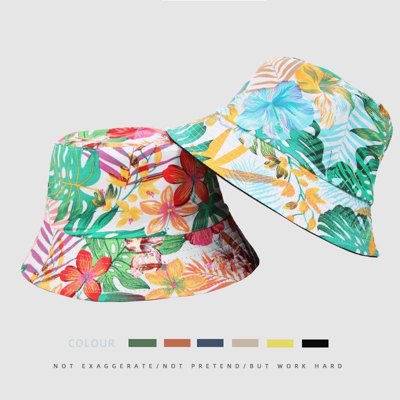 New Summer Women's Shade Breathable Bucket Hat Foldable Sunscreen Sun Hat Outdoor Sports Casual Fashion Floral Print Beach Cap
