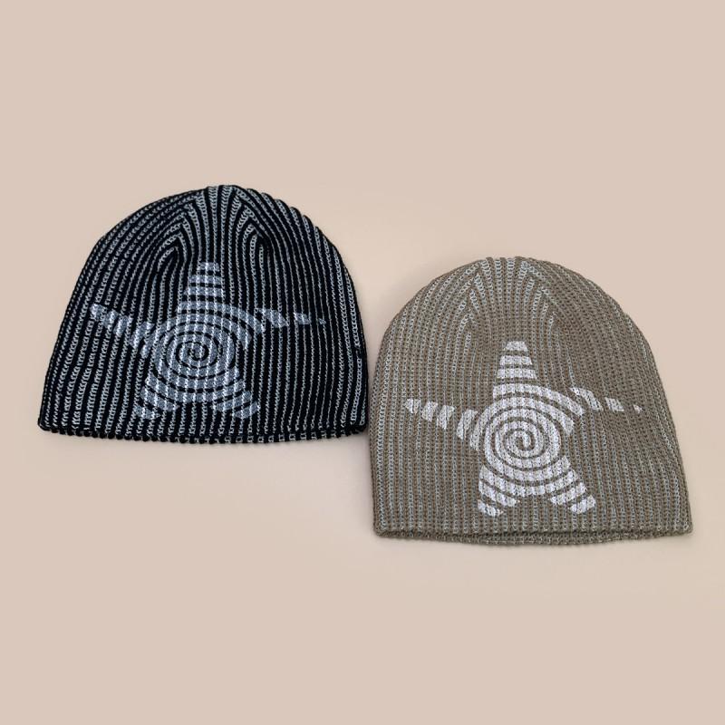 Winter Striped Star Graffiti Knit Beanie Unisex Warm Streetwear Skull Cap