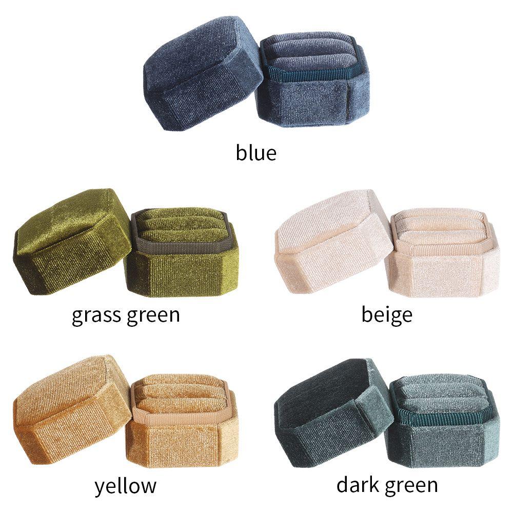 Octagon Square With Detachable Lid Ring Display Box Velvet Jewelry Box Double Ring Storage Box