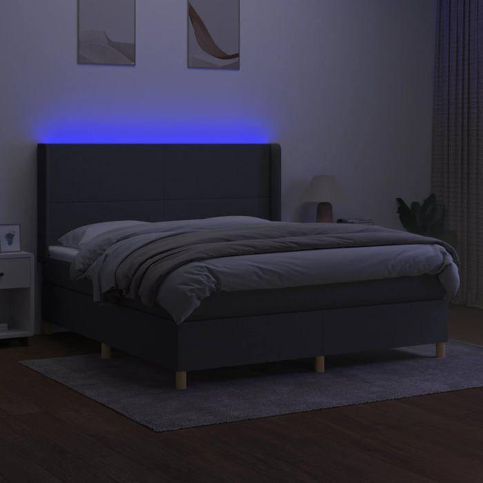 Maison Exclusive - Sommier à lattes de lit matelas LED Gris foncé 160x200 cm Tissu