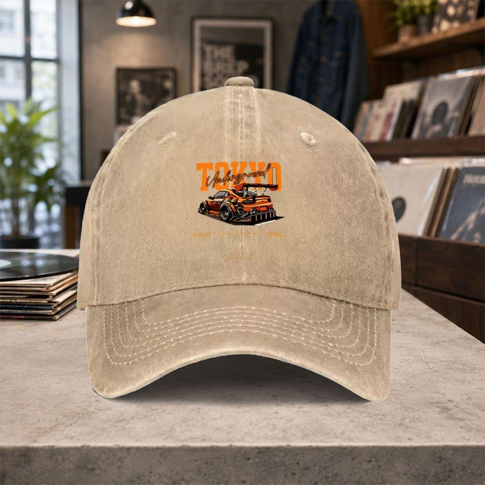 Tokyo Racing Distressed Baseball Cap Unisex Adjustable Vintage Hat for Unisex Women Outdoor Daily Wear