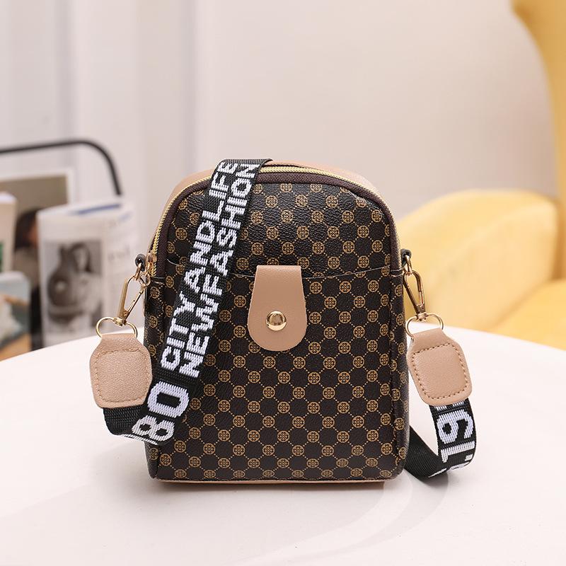 Women's Bag New Pattern Ribbon Crossbody Double-layer Small Square Bag Casual Mobile Phone Bag Printed Small Bag