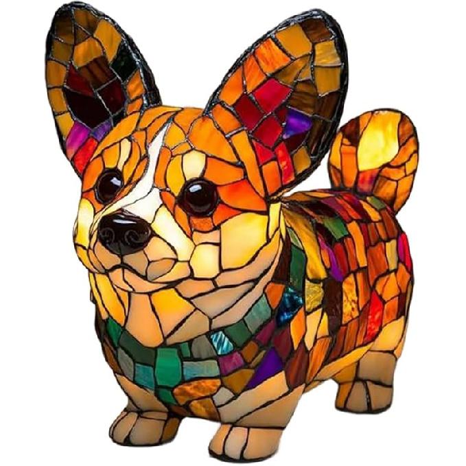 Лампа в виде корги и лампа в виде мопса:Подарки для любителей мопсов - DogSeries Art Night Light - Настольный ночник с изображением французского бульдога из окрашенной смолы - Собака из окрашенного стекла