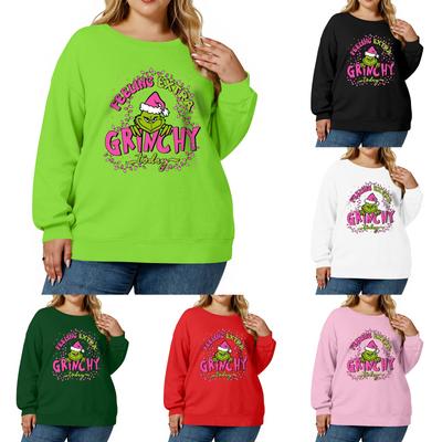 Женский модный повседневный пуловер большого размера с длинным рукавом и принтом