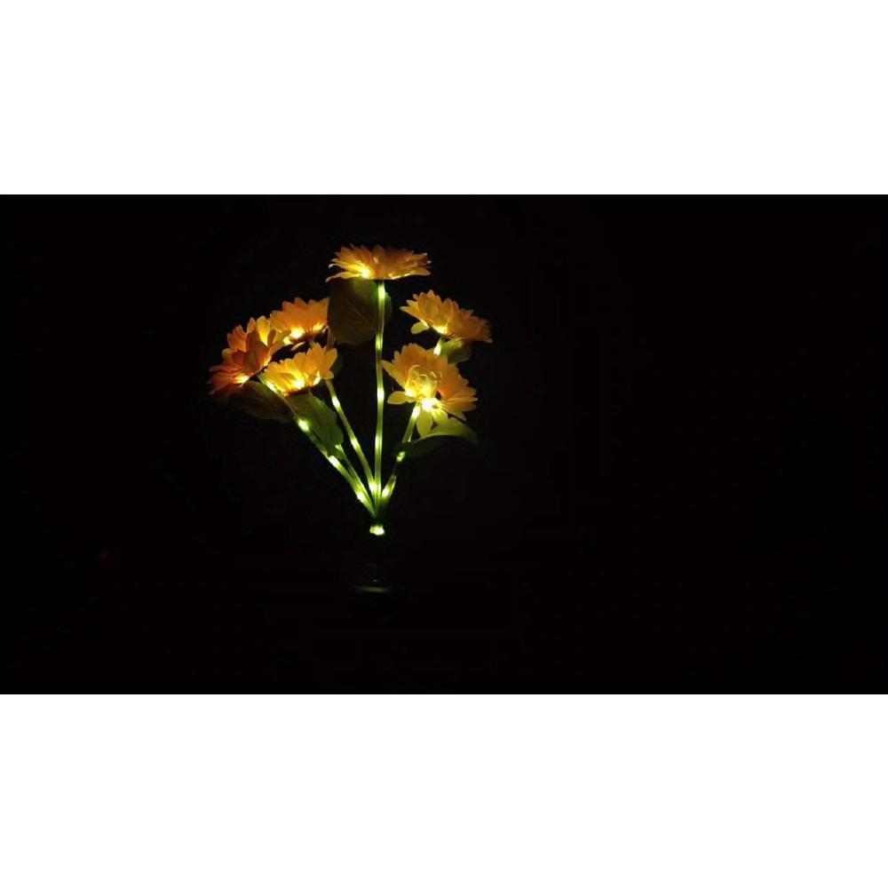 Садовый солнечный светильник зеленый кожаный столб со светом большая голова подсолнух 6 головок солнечное питание с автоматическим выключателем индукция садовое украшение