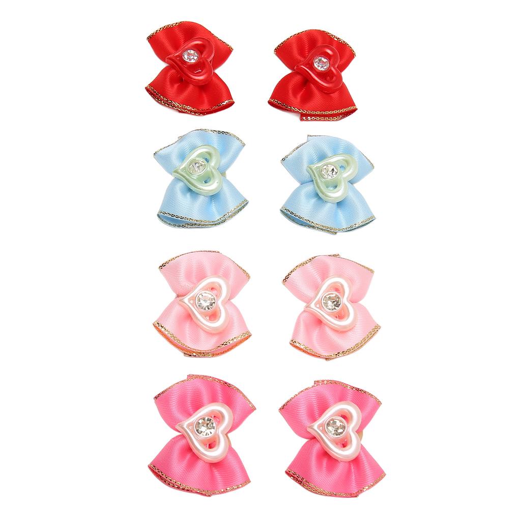 24pcs Pet Hair Bows Cute Colorful Dog Hair Bowknots with Rubber Bands for Puppy Cat Rabbit