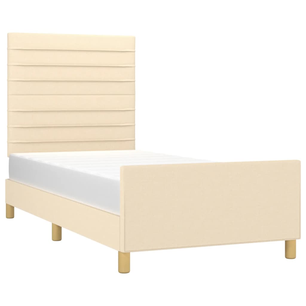Bed Frame without Mattress Cream 80 x 200 cm Fabric