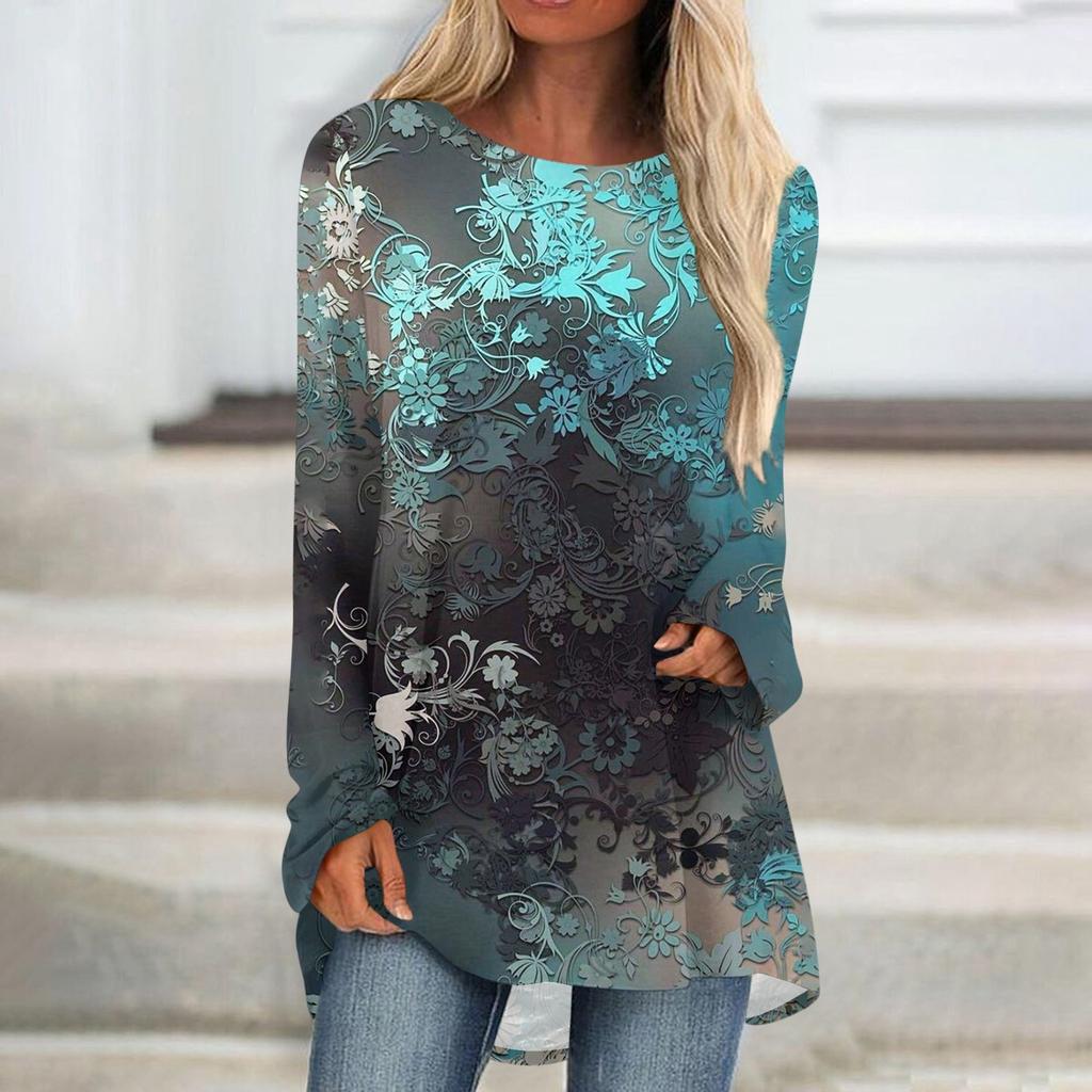 Женская и зимняя повседневная длинная свободная футболка с длинными рукавами и V-образным вырезом