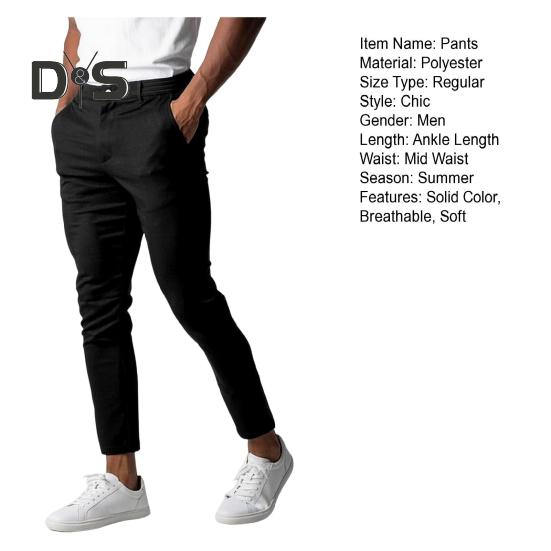 Мужские брюки с эластичной талией и пуговицами на молнии с карманами, облегающие однотонные мягкие дышащие деловые деловые длинные брюки