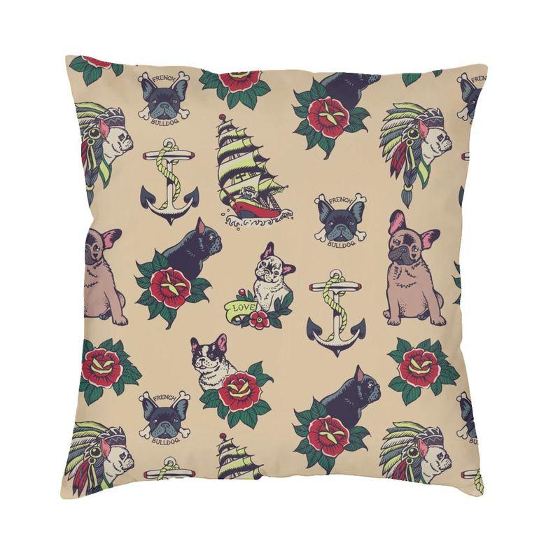 Custom Nordic Bulldog Covers 40X40Cm Velvet Frenchie Dog Lover Throw Pillow Case For Sofa Square Pillowcase Bedroom Decoration