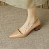 2024 весенняя женская обувь, женские туфли-лодочки без шнуровки, туфли на высоком квадратном каблуке с острым носком, женские однотонные женские туфли-лодочки на высоком каблуке