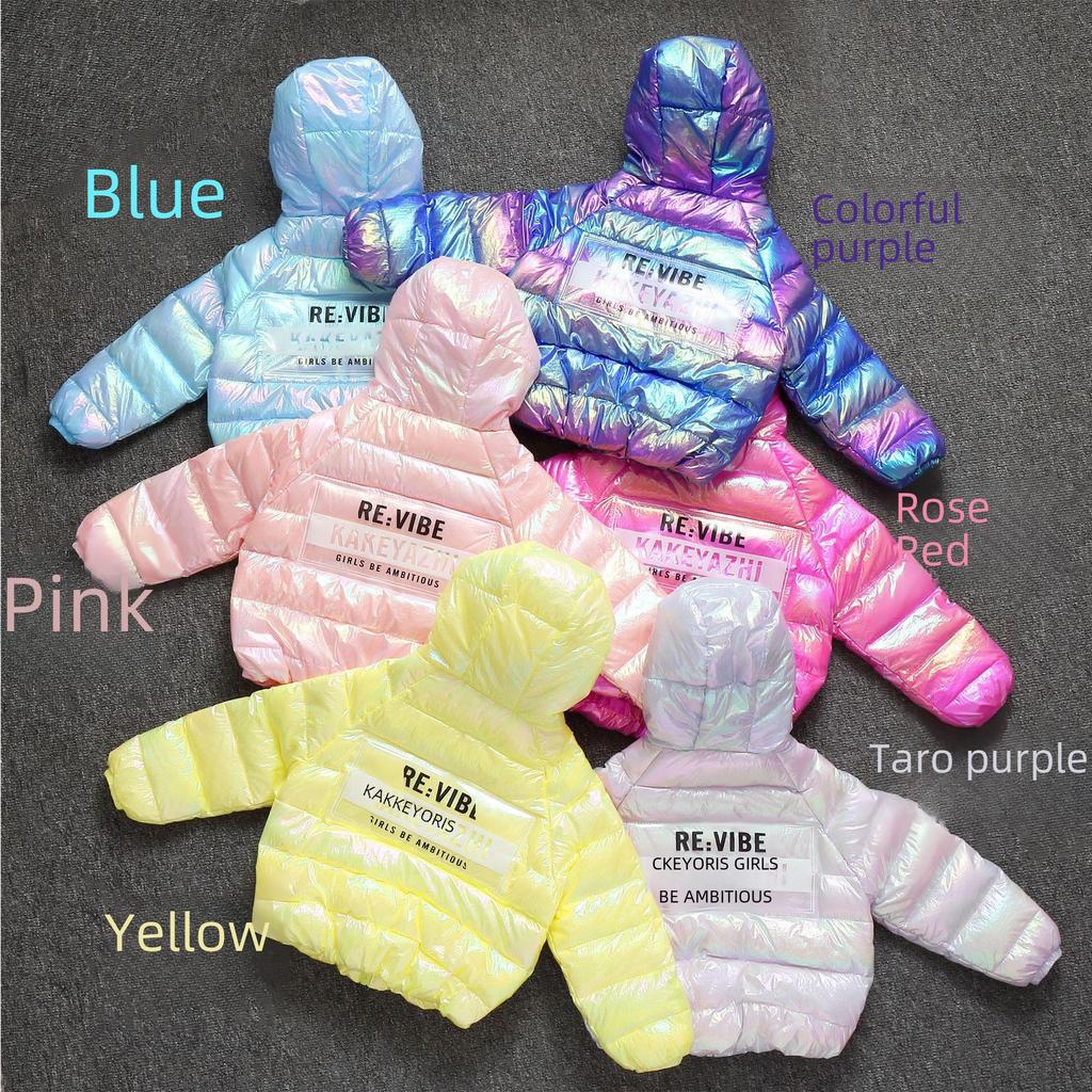 Детская цветная пуховая куртка в корейском стиле из хлопка - модное осенне-зимнее пальто для девочек