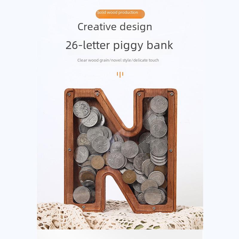 Деревянная и акриловая копилка для детей с алфавитом - прозрачный дизайн животных