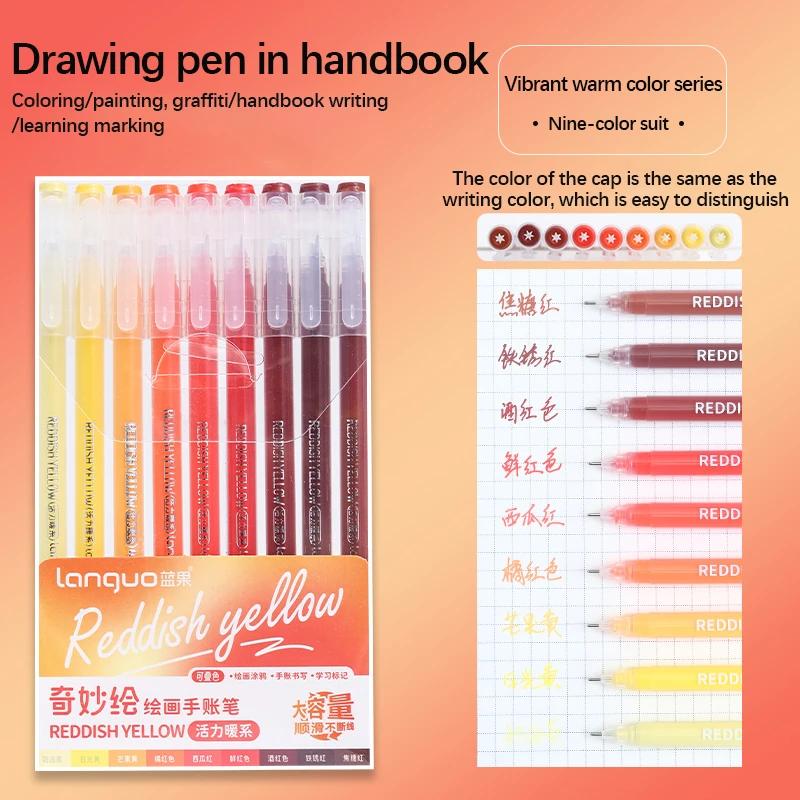 Kawaii Morandi Gray Gel Pen Set Multi Color Diary Pen Handbook Pen Marker Liner Ballpoint Penor Writing Student Office Supplies