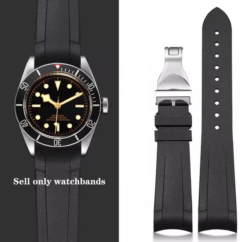 Изогнутый Резиновый Ремешок для Часов Tudor Rudder Biwan Бронзовый Маленький Медный Цветок Красный Цветок Ремешок 22 мм Водонепроницаемый Ремешок для Часов