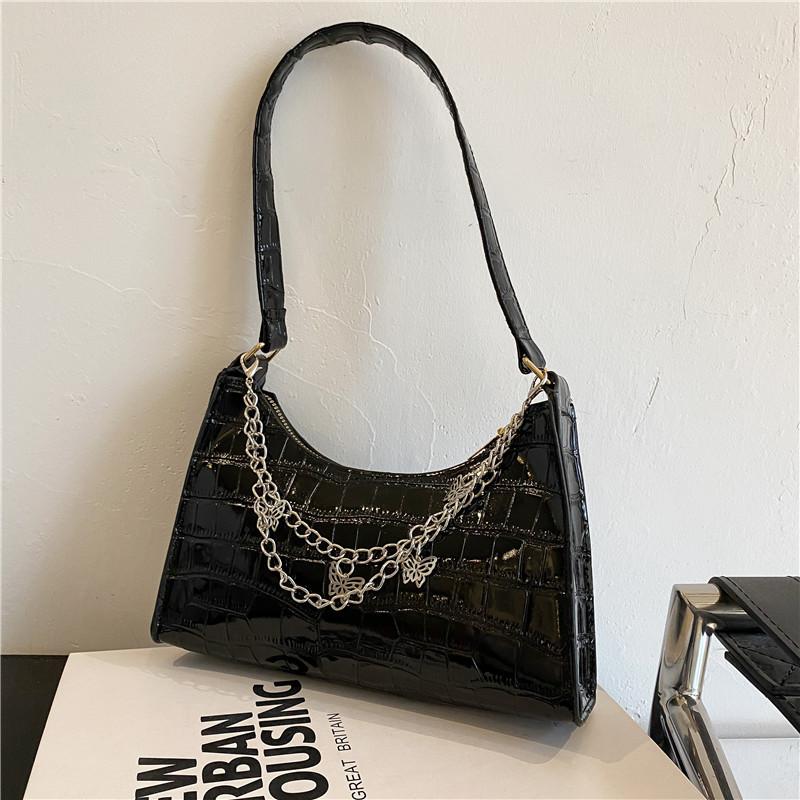 Yogodlns Роскошная сумка через плечо с узором аллигатора для женщин, цепочки-бабочки, сумки подмышки, модная женская сумка подмышками