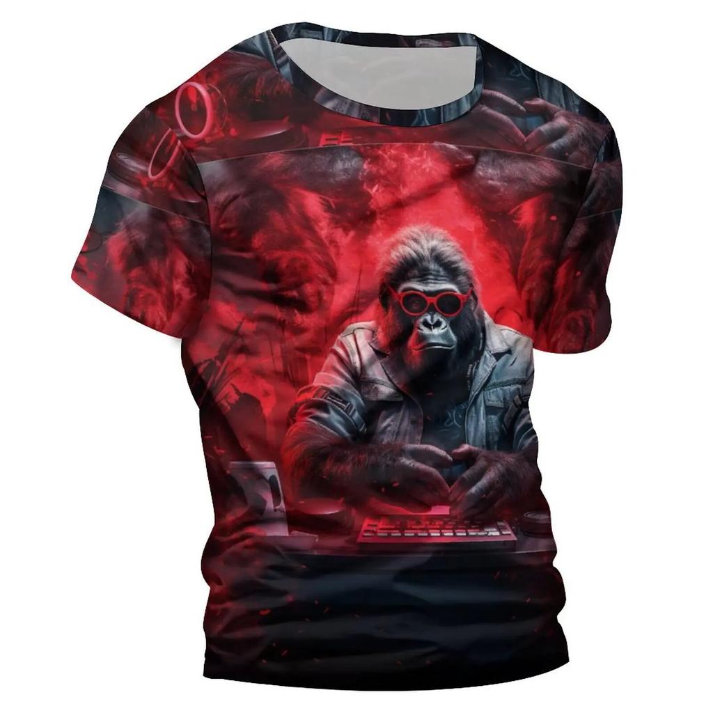 Футболка с 3D шимпанзе для мужчин, модные топы с короткими рукавами в стиле хип-хоп, мужские футболки в стиле Харадзюку, футболки больших размеров, мужская одежда