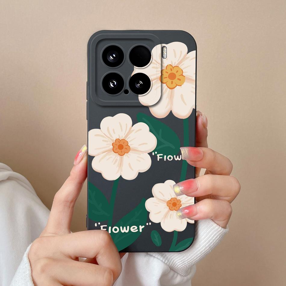 Чехол-конфетница для телефона Xiaomi 15 Pro, корпус, мягкий жидкий силикон, улучшенная полная защита, задняя крышка с цветами для Xiaomi15 Pro, Чехол