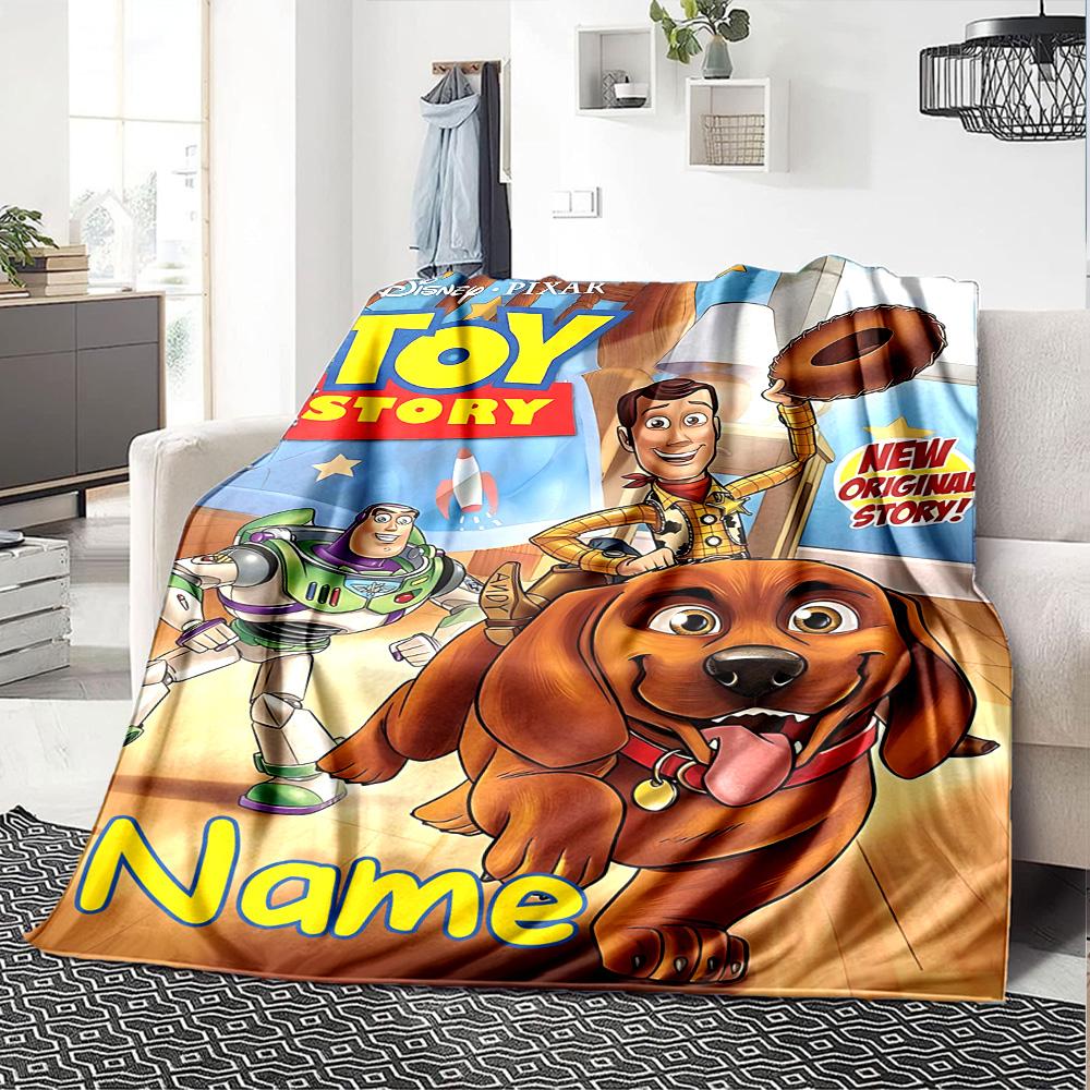 Custom Name Toy Story Adventure flannel Blanket for Super Soft Cute Comfort Blanket for Travel Bedding Couch Sofa Blanket