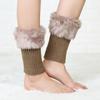 Women's Winter Faux Fur and Knit Boot Toppers with Comfy Knitted Cuffs