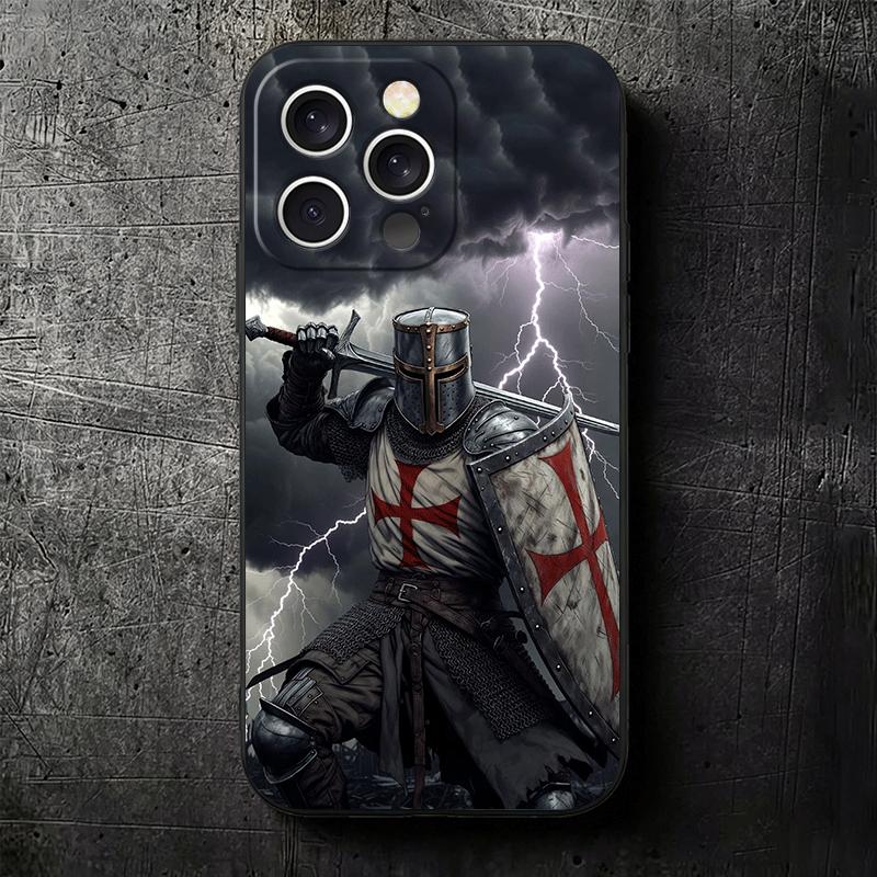 Крестоносцы Рыцари-тамплиеры Мягкий чехол для телефона для iPhone 16 16E 17 Air 15 Pro Max 14 Plus 13 Mini 11 12 7 Черная задняя крышка