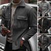 Men Jacket Lapel Single-breasted Top Solid Color Slim Thickened Warm Coat Casual Autumn Winter Outwear for Daily Wear
