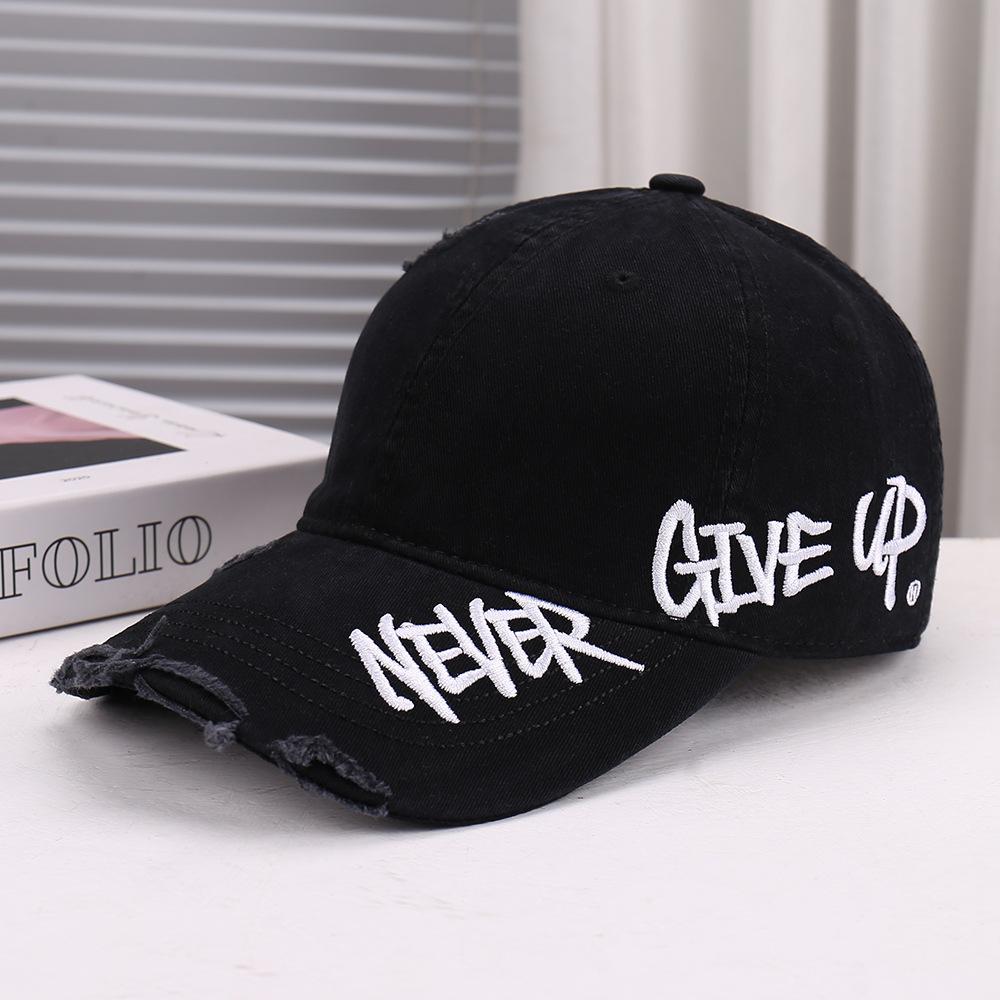 New Fashion Ripped English Alphabet Embroidery Decorative Baseball Cap Outdoor Sports Wear Breathable Cap