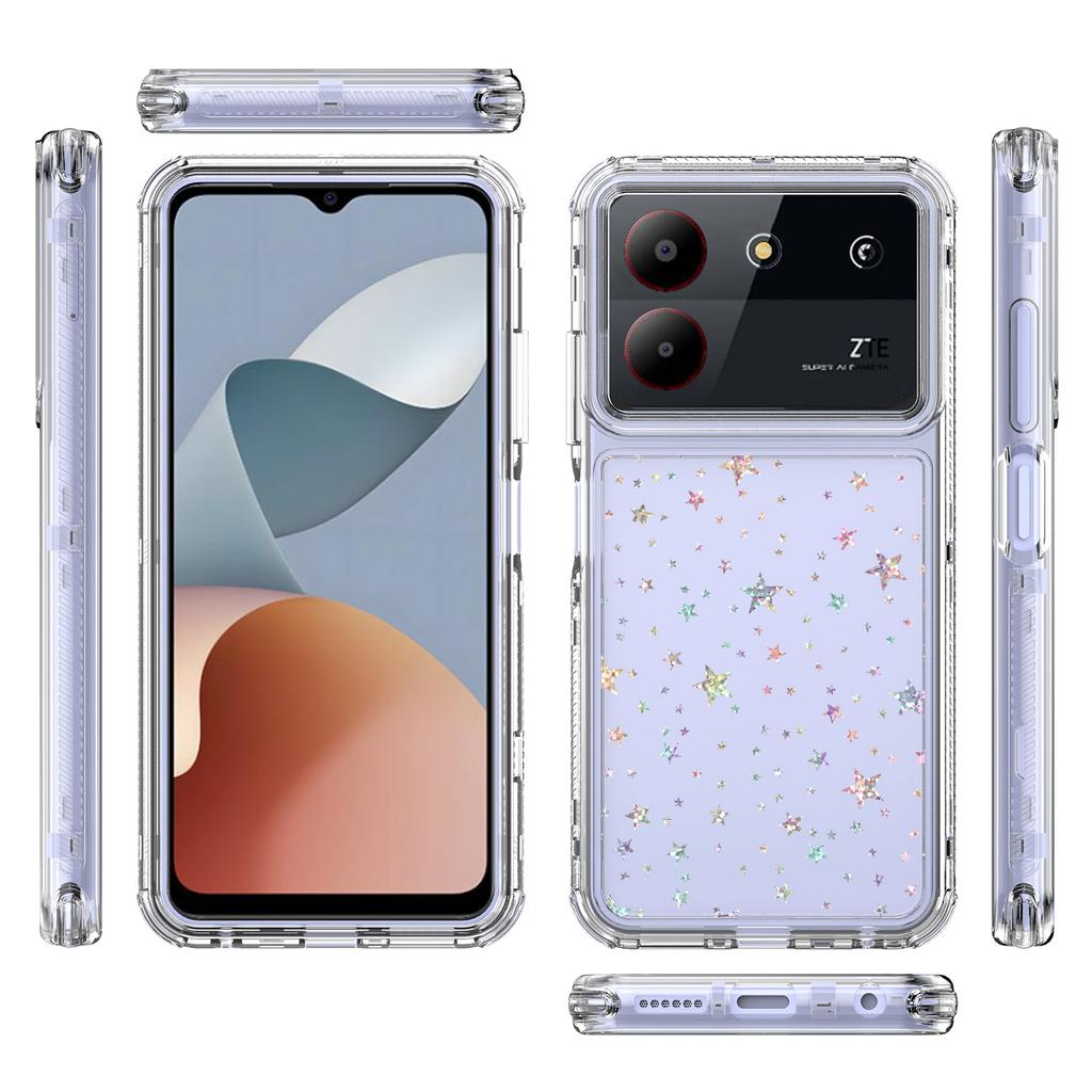 For ZTE Blade A34/A54 Case Clear Acrylic TPU Hybrid Phone Cover with Laser-printed Film