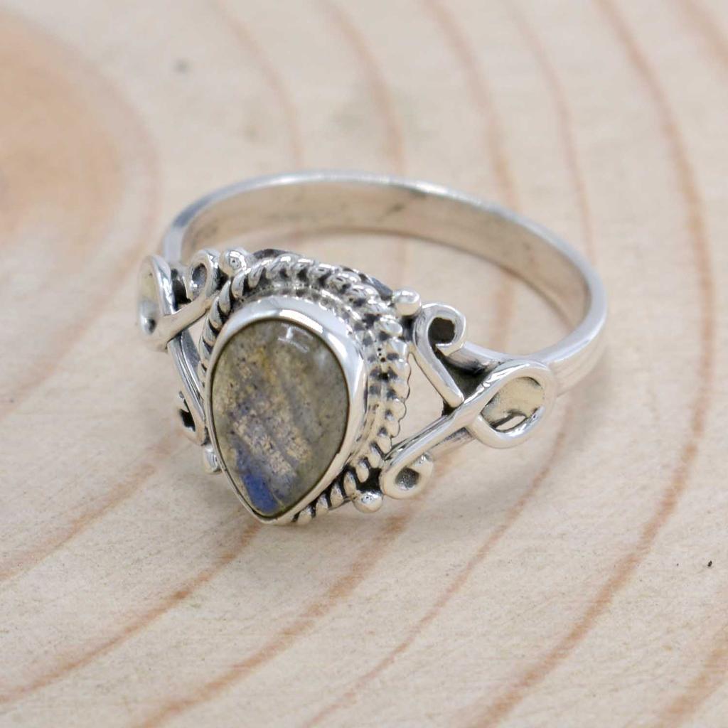 Labradorite 925 Silver Ring, Natural Gemstone Handmade Women Ring Jewelry,