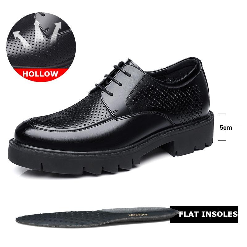 8-10cm Height Increasing Shoes for Men Summer Autumn Inside High Shoes Men's Hollow Business Dress Men's Elevator Leather Shoes