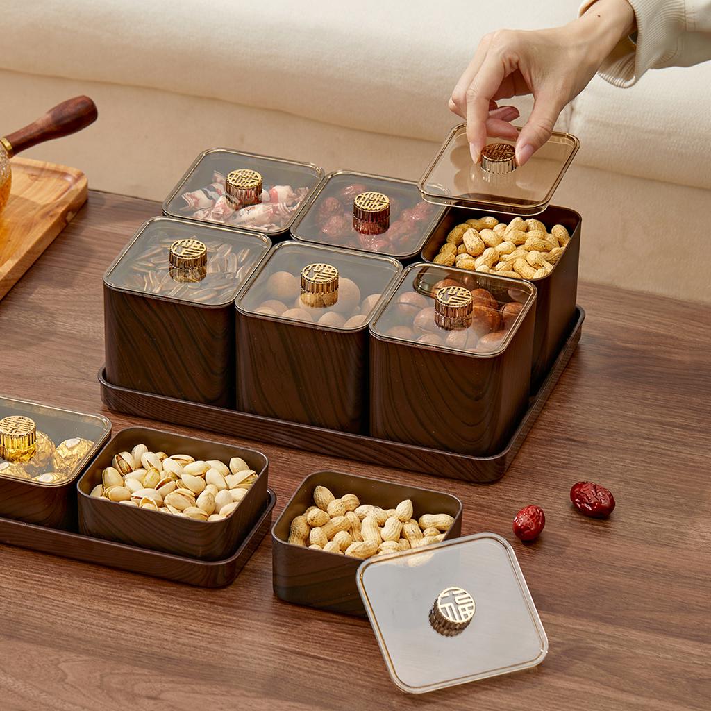 2/4/6 Grids Food Storage Box Moisture-Proof Nut, Dried Fruit, Candy Box Fruit Storage Container For Christmas New Year