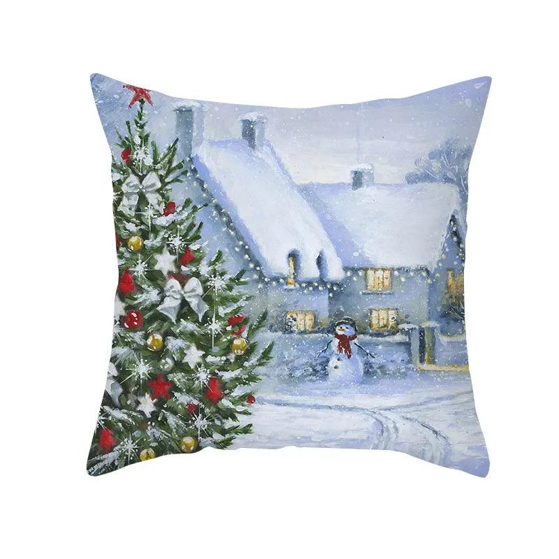 Зимняя снежная сцена Санта-Клаус Санта-Снеговик Лухуа Кольцо автомобиля Рождественская елка Спальня Гостиная Диван Ресторан Сиденье Подушка рукав
