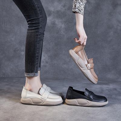 Мокасины Повседневные одинарные туфли Кожаные ретро женские туфли