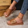 Fashion Plus Size 2025 Summer New Open Toe Women’s Slippers Round Toe Buckle Sewing Flat with Slippers for Outdoor Daily & Casual Sandal