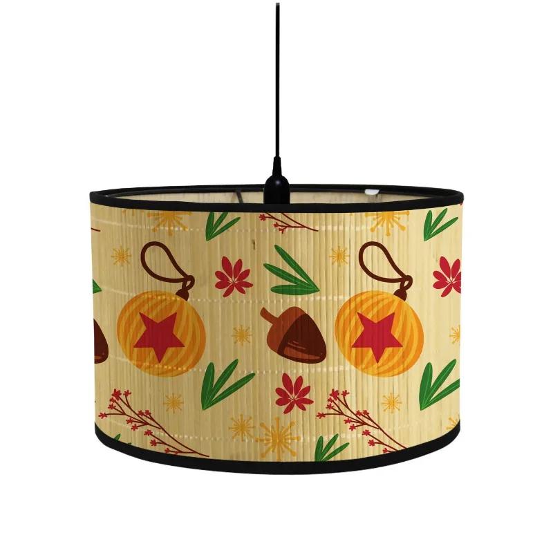 Рождественский складной абажур в этническом стиле с принтом, винтажная геометрия, поделки, световой чехол, красочный домашний декор, абажуры из бамбука