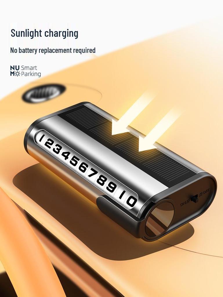 Временная табличка для парковки автомобиля на солнечной батарее со скрытым номером телефона