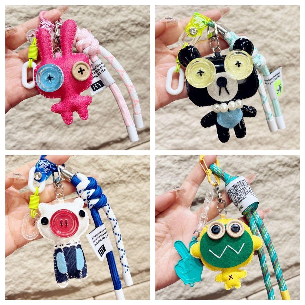 PU Cartoon Keychain Button Eye Dolls Pendant Creative Bag Accessories Bag/key Decor