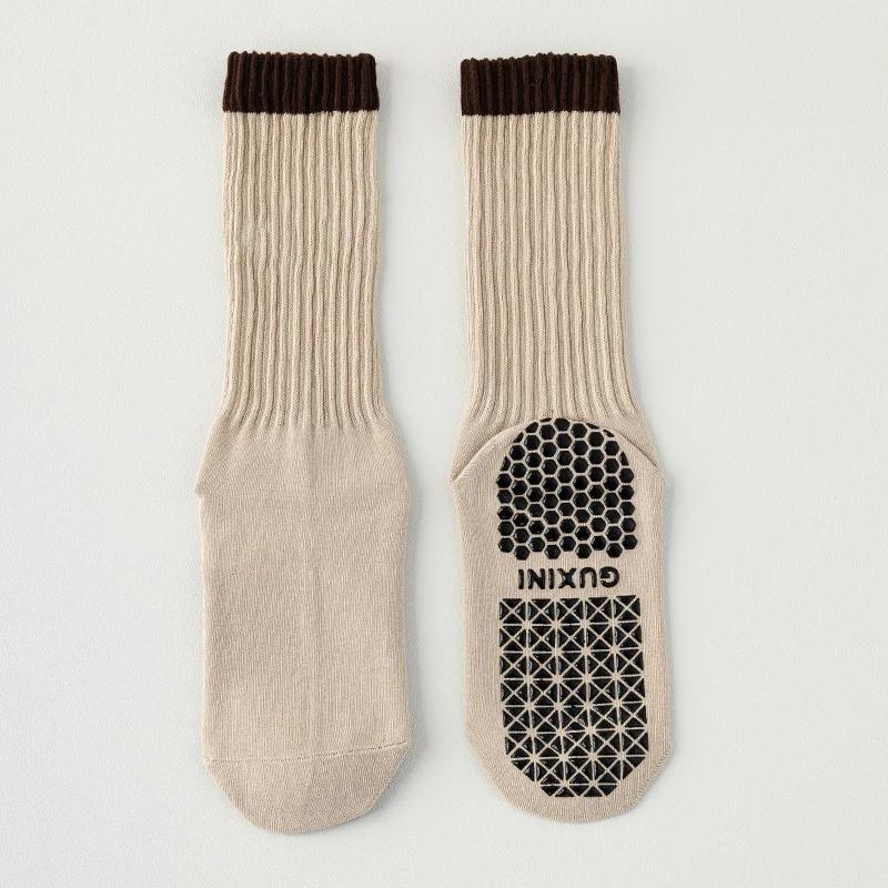 Носки для йоги женские силиконовые нескользящие носки для пилатеса в помещении, подходящие по цвету хлопковые профессиональные носки для спортзала, фитнеса, танцев, спорта