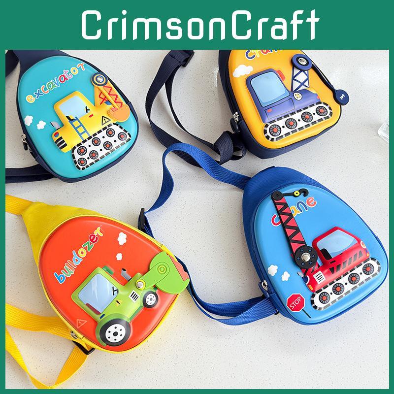 Pu Material Stylish Kids Crossbody Bag With Cute Construction Vehicle Design Ideal For Playground Adventures