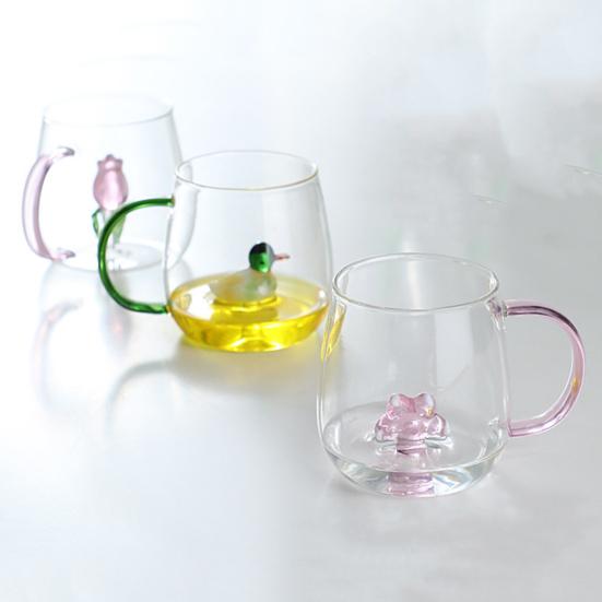 Handmade Glass Cup Animal Plant Shape Transparent Water Cup Cute Coffee Milk Drink Cup