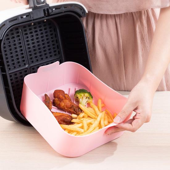 Air-Fryer Tray Heat Resistant Cooking Oil-proof Practical with Dual Handle Square Oven Baking Kitchen Supply