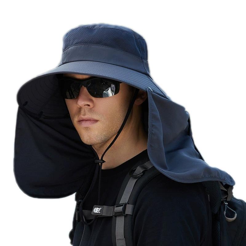Outdoor summer neck protection sun shading fishing bike hat sun protection mask hat oversized Brim dual-purpose fisherman hat