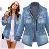 Women's Chain Jacket Pocket Large Size Casual Denim Jacket