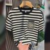 2024 Summer Unisex Striped Short-Sleeve Loose Fit T-Shirt, Round Neck, All-Match Style